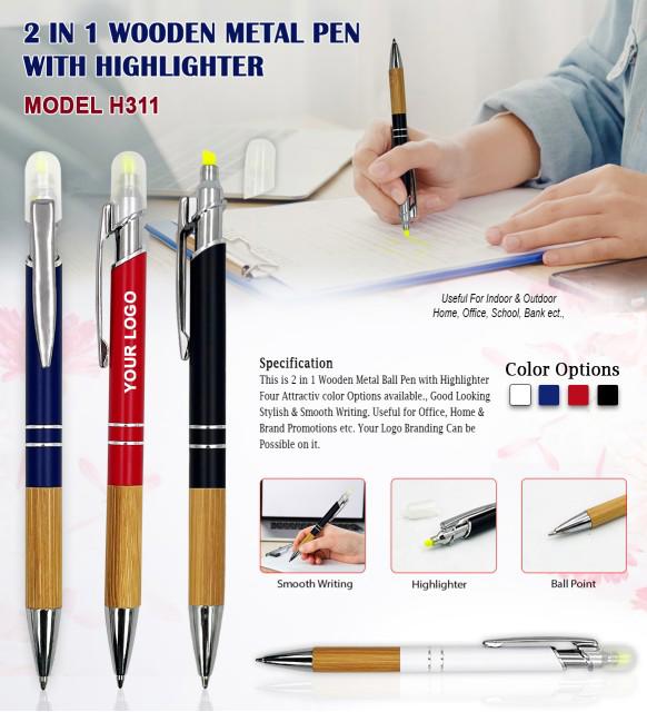 2 in 1 Wooden Highlighter Pen H311