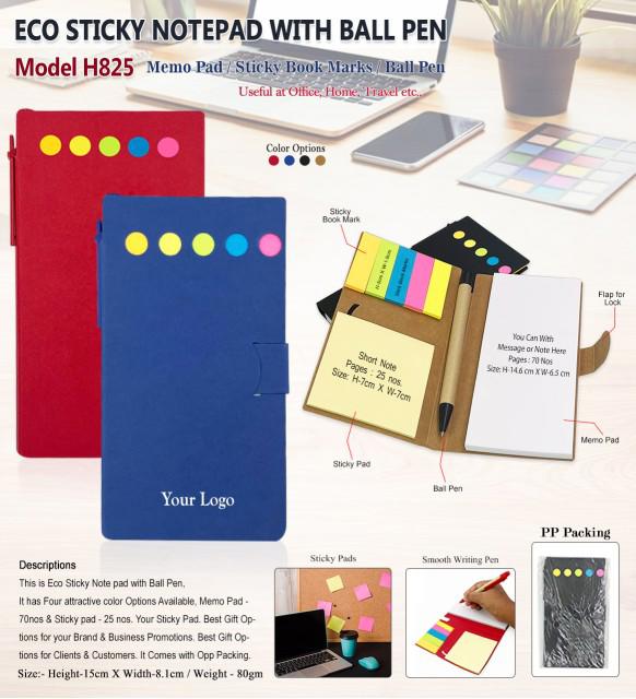 Eco Sticky Notepad with Pen H825