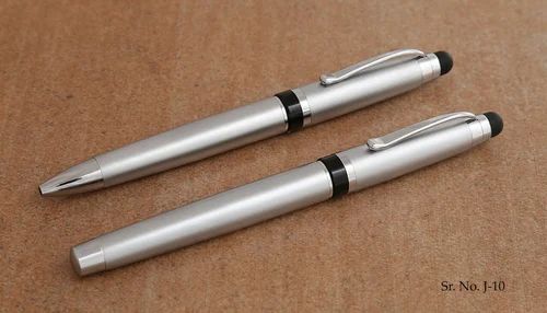 Silver Finish Roller Ball Pen Set with Stylus