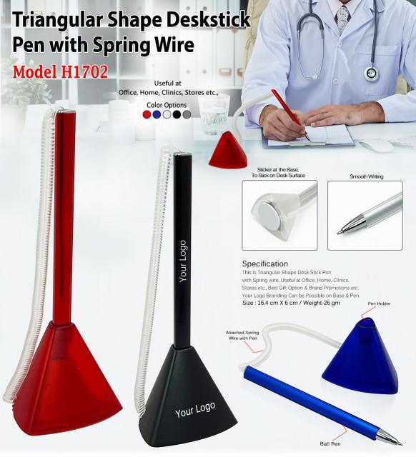Triangular Deskstick Pen with Spring Wire H1702