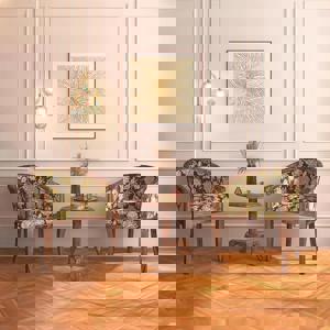 Florence Lounge Chair in Teak Finish and Chintz Floral Colour FNSTCH11MH30016