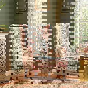 Genoa Lounge Chair In Viva bloom premium cotton Colour