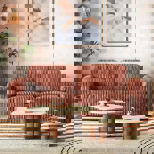 Gretta 3 Seater Fabric Sofa With Adjustable Headrest In Deep Russet