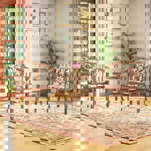 Bella Lounge Chair Finish Teak Beige Flora Colour FNSTCH51BL30462