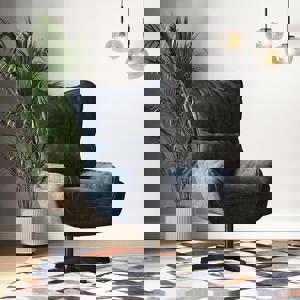 Marson Swivel Lounge Chair in Indigo Blue Colour