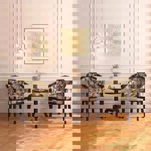 Florence Lounge Chair in Mahagony Finish and Chintz Floral Colour