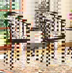 Bella Lounge Chair Finish Mahogany Beige Flora Colour