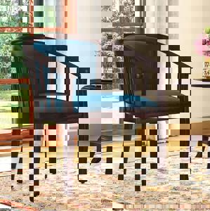 Bella Lounge Chair Finish Mahogany Night Blue Velvet Colour