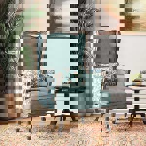 Serai Lounge Chair in Mint Ikat Colour