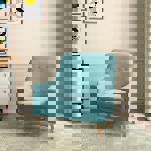 Hagen Lounge Chair in Icy Turquoise Velvet Colour