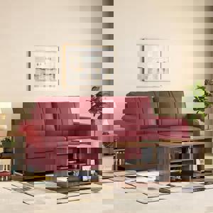 Luna 3 Seater Leatherette Sofa in Burgundy Colour