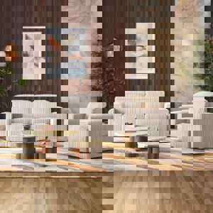 Gretta 1 Seater Fabric Sofa With Adjustable Headrest In Cloud White