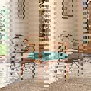 Hayworth Lounge Chair in Teak Finish and Dusty Turquoise Velvet Colour