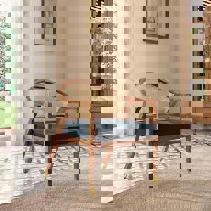 Hayworth Lounge Chair in Sea Port Blue Velvet Colour