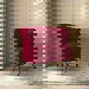 Bardot Lounge Chair in Fuschia Red Velvet Colour