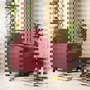 Luna 1 Seater Leatherette Sofa in Burgundy Colour