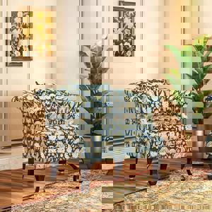 Darya 1 Seater Sofa In Blue Floral Damask Print