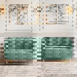 Amora 3 Seater Fabric Sofa in Dusty Turquoise Velvet