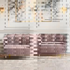 Amora 3 Seater Fabric Sofa in Faded Lilac Pink Velvet