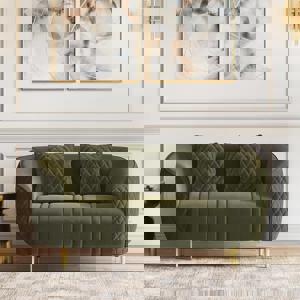 Amora 2 Seater Fabric Sofa in Deep Olive Velvet