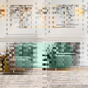 Amora 2 Seater Fabric Sofa in Dusty Turquoise Velvet