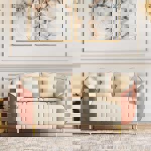 Amora 2 Seater Fabric Sofa in Dual Tone Birch Beige and Sienna Brown