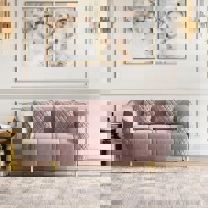 Amora 2 Seater Fabric Sofa in Faded Lilac Pink Velvet FNSF51AMDO30002