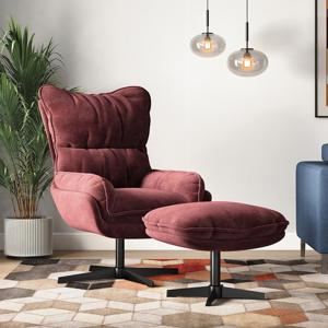 Marson Swivel Lounge Chair and Ottoman in Berry Red Colour