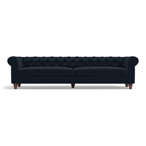 Winchester Luxe 4 Seater Fabric Sofa in Sea Port Blue Velvet Colour FNSF51WCSV30004