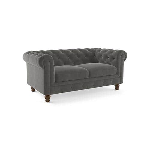 Winchester Luxe 2 Seater Fabric Sofa in Ash Grey Velvet Colour FNSF51WCAG30002