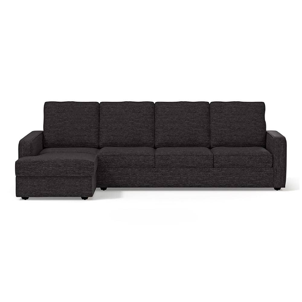 Apollo Sofa (Colour : Graphite Grey, Cushion : Soft, Back Type : High Back, Seating Capacity : Left Aligned 3 Seater + Left Aligned Chaise + Ottoman) FNSF51APGG30TL3LCHSH
