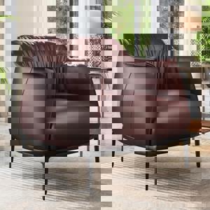 Odette Lounge Chair In Burgundy Leather FNCHLC54BG16522