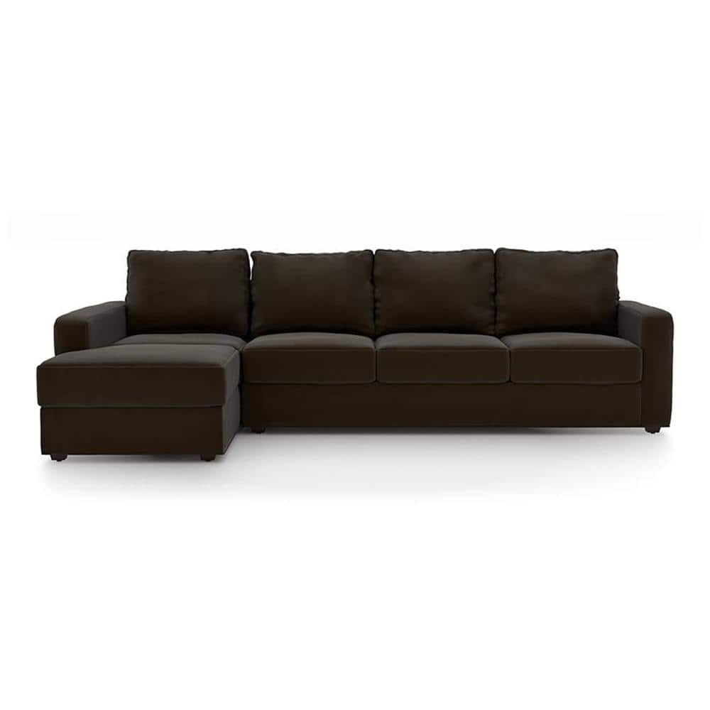 Apollo Sofa (Colour : Chocolate, Cushion : Soft, Seating Capacity : Left Aligned 3 Seater + Left Aligned Chaise + Ottoman) FNSF53APCL30TL3LCHSA