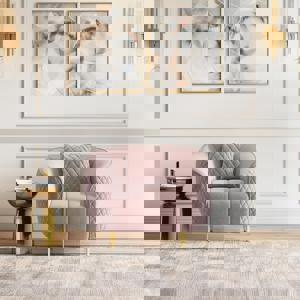 Amora 1 Seater Fabric Sofa in Faded Lilac Pink Velvet FNSF51AMLPA190630001