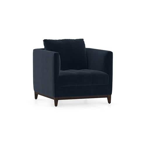 Florence Luxe 1 Seater Fabric Sofa in Sea Port Blue Velvet Colour FNSF51FLSV30001