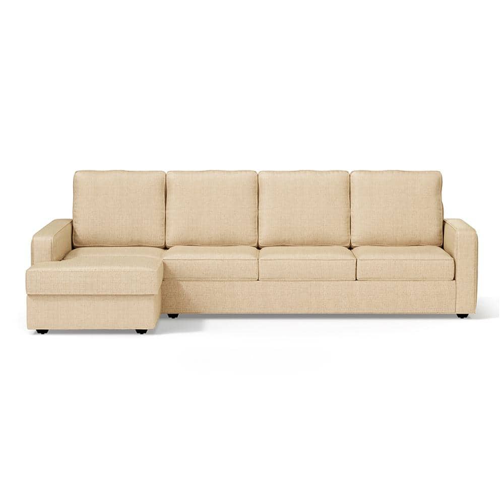 Apollo Compact Sofa (Colour : Pearl, Cushion : Soft, Back Type : High Back, Seating Capacity : Left Aligned 3 Seater + Left Aligned Chaise + Ottoman) FNSF51ACPL30TL3LCHSH
