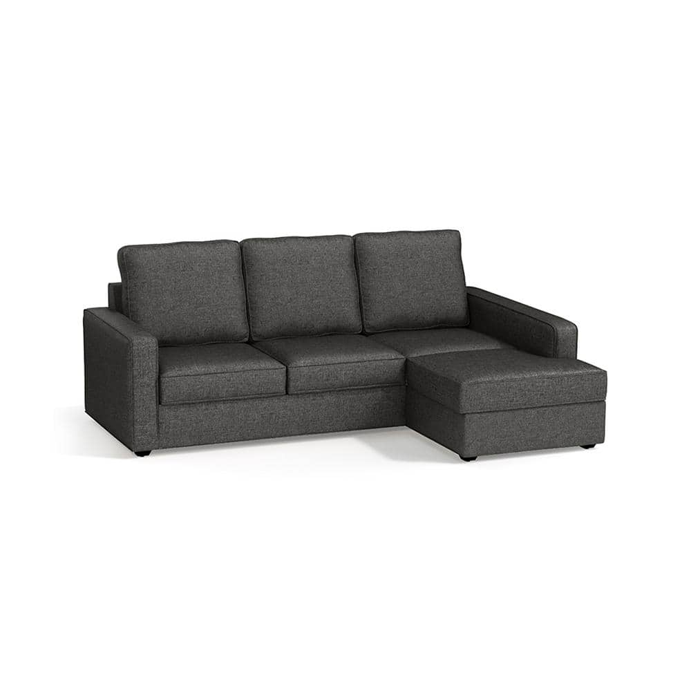 Apollo Compact Sofa (Colour : Steel, Cushion : Soft, Back Type : High Back, Seating Capacity : Right Aligned 3 Seater + Right Aligned Chaise + Ottoman) FNSF51ACSL30TR3RCHSH
