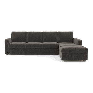 Apollo Compact Sofa (Colour : Smoke, Cushion : Soft, Back Type : Regular, Seating Capacity : Right Aligned 3 Seater + Right Aligned Chaise + Ottoman) FNSF51ACSM30TR3RCHSR
