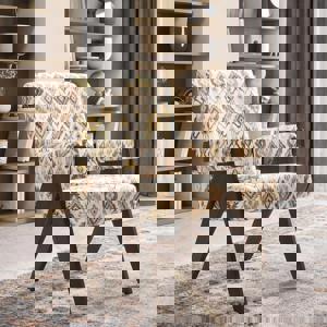 Chandigarh Lounge Chair in Mustard Mist Ikat Colour FNSTCH12MM36635